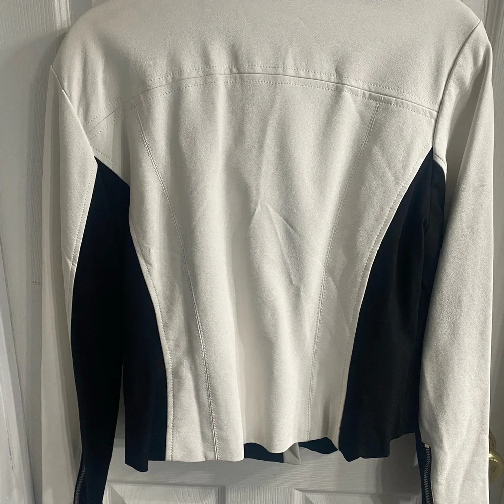 INC International Concepts Black and White Leather Jacket - Picture 5 of 8
